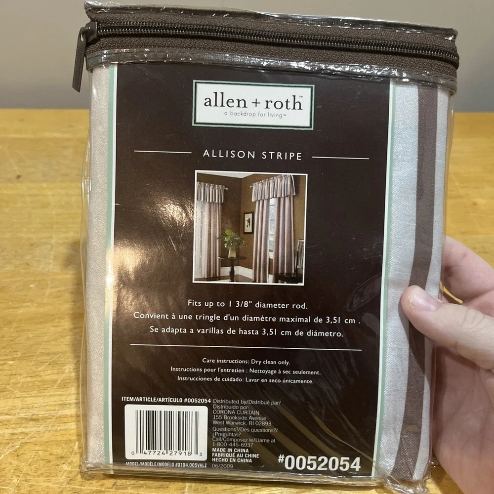 Allen + Roth‎ Blue Taupe Striped Rod Pocket Valance Allison Stripe 70